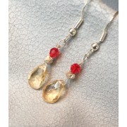 743 boucles d'oreilles citrine, swarovski rouge, argent sterling